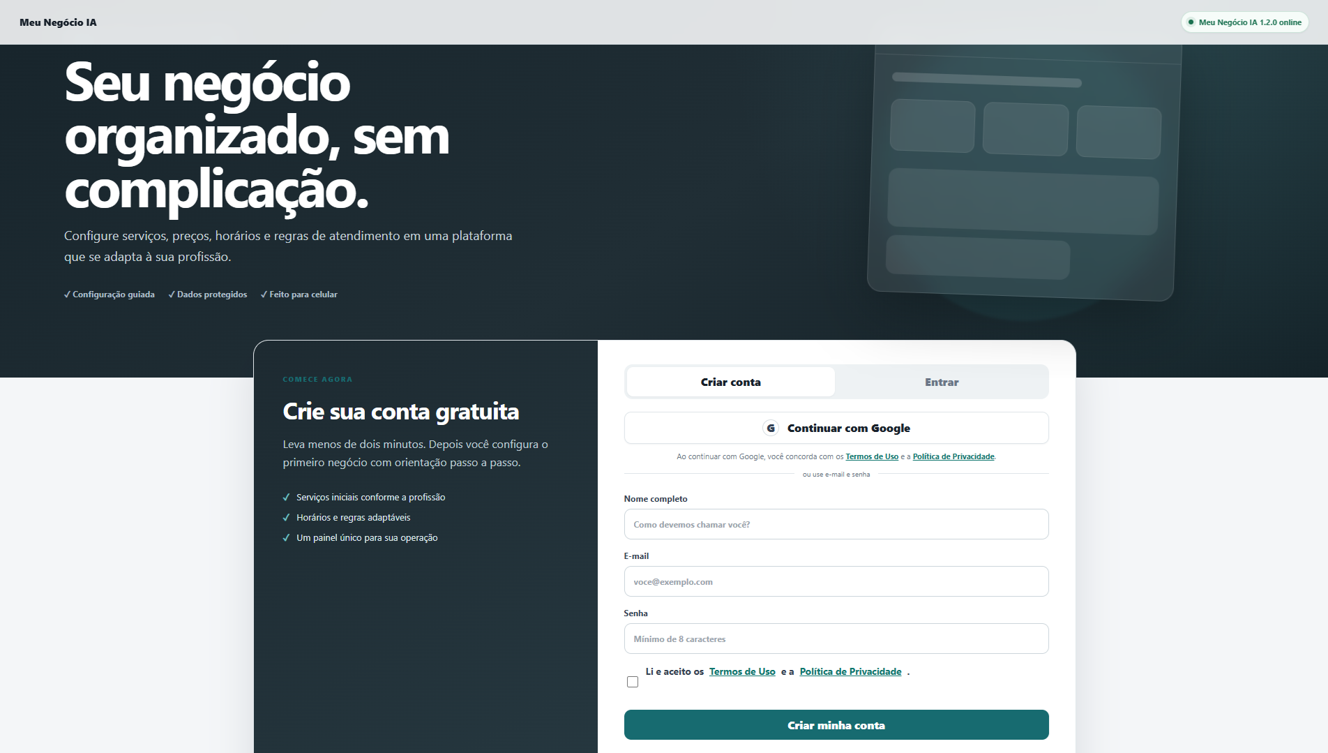 Capa da solução Meu Negócio IA / Micro SaaS